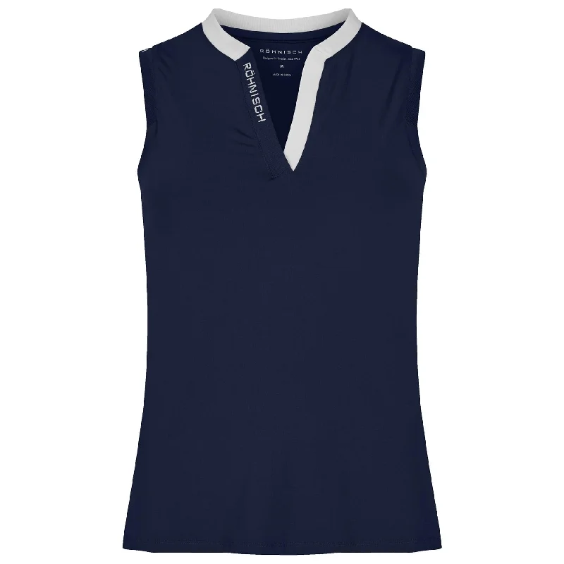 Comfortable Series Womens Abby Sleeveless Polo Navy/White - 2024