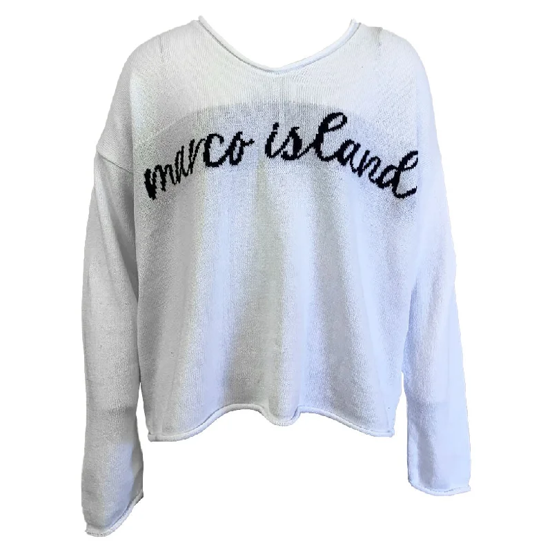 French Style Island Trends Summer V-Neck Sweater - White