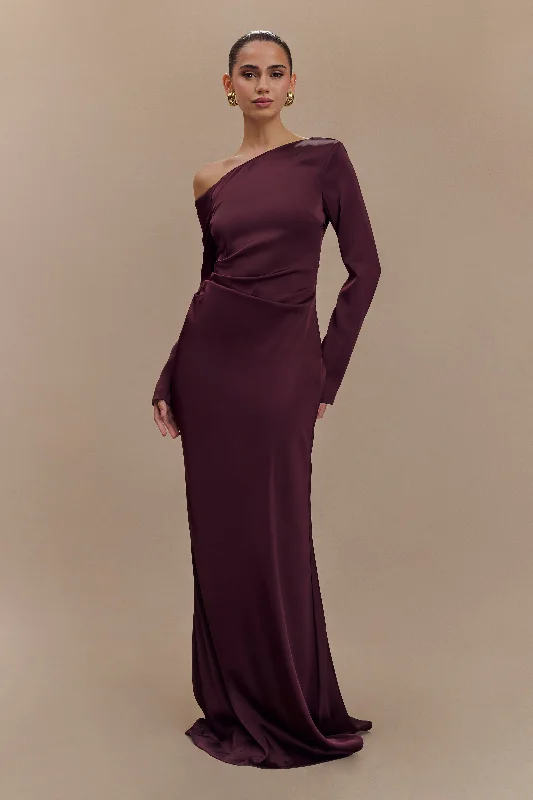 High-end Fashion Avery Long Sleeve Maxi Dress - Plum