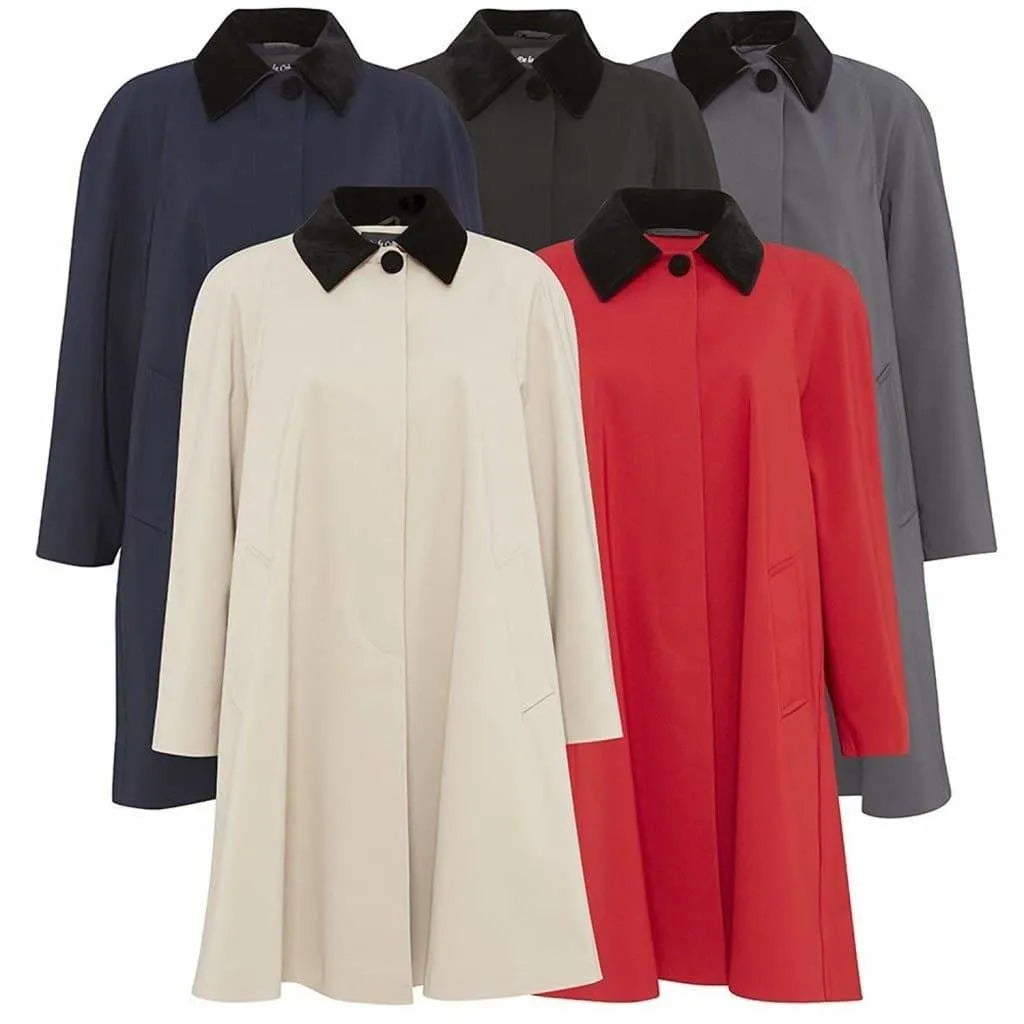 Casual And Comfortable Oversized Velvet Trim Lightweight Swing Coat (8026-SP)