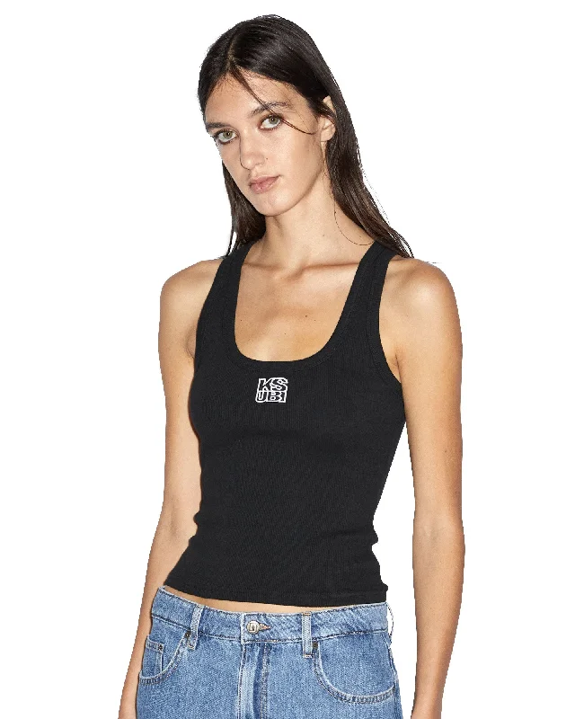 Urban Style STACKED ORIGIN TANK BLACK