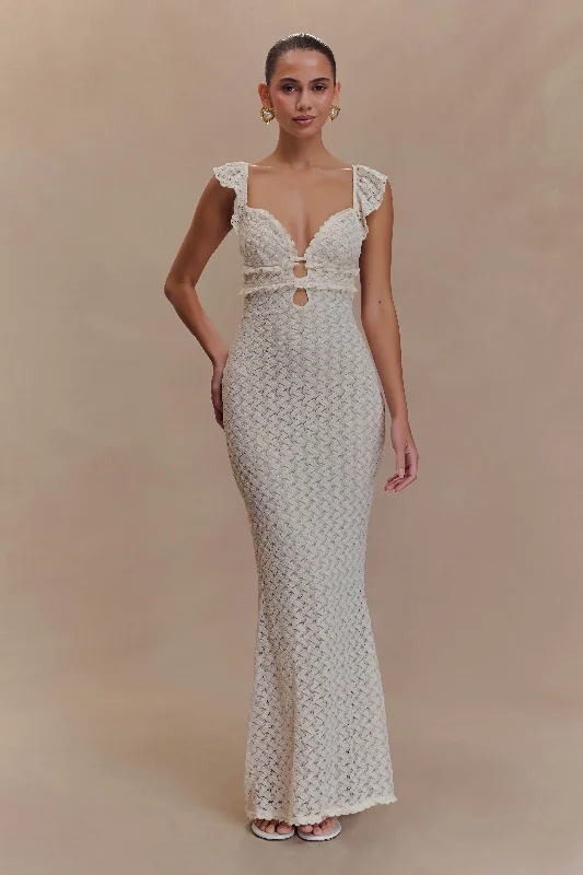 Soft And Comfortable Ezra Lace Maxi Dress - Ivory