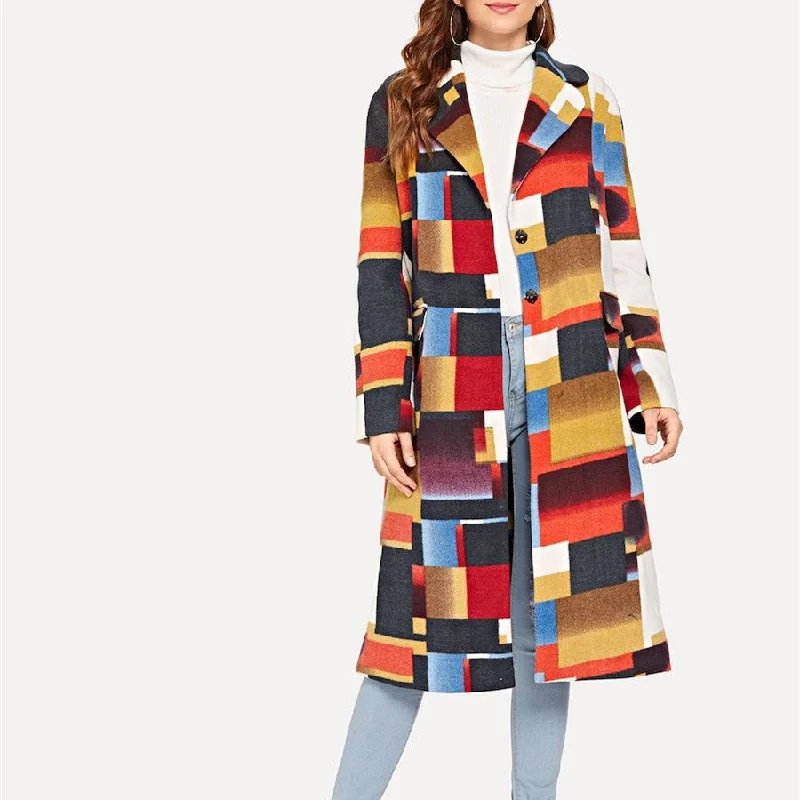 Luxury And Elegant Colorful Design Fashion Long Overcoats for Women