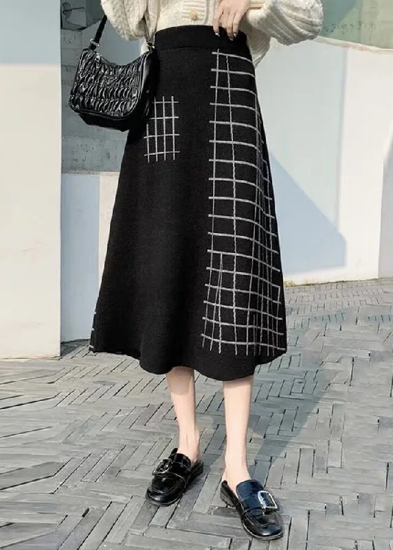 Fashionable And Fashionable Boutique Black Plaid Knit a line skirts Winter