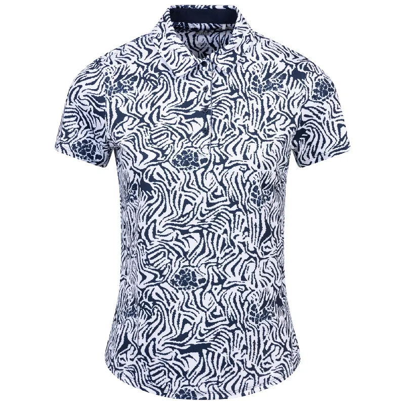 Embroidery Design Womens Cloudspun Zebra Polo White Glow/Deep Navy - AW24