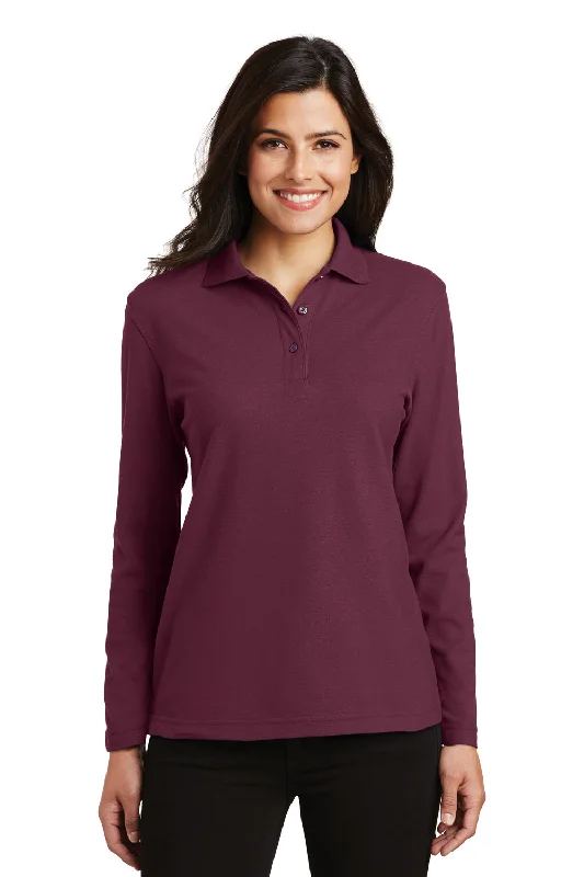 Avant-garde Design Port Authority Womens Silk Touch Wrinkle Resistant Long Sleeve Polo Shirt - Burgundy Avant-garde Design Port Authority Womens Silk Touch Wrinkle Resistant Long Sleeve Polo Shirt - Burgundy