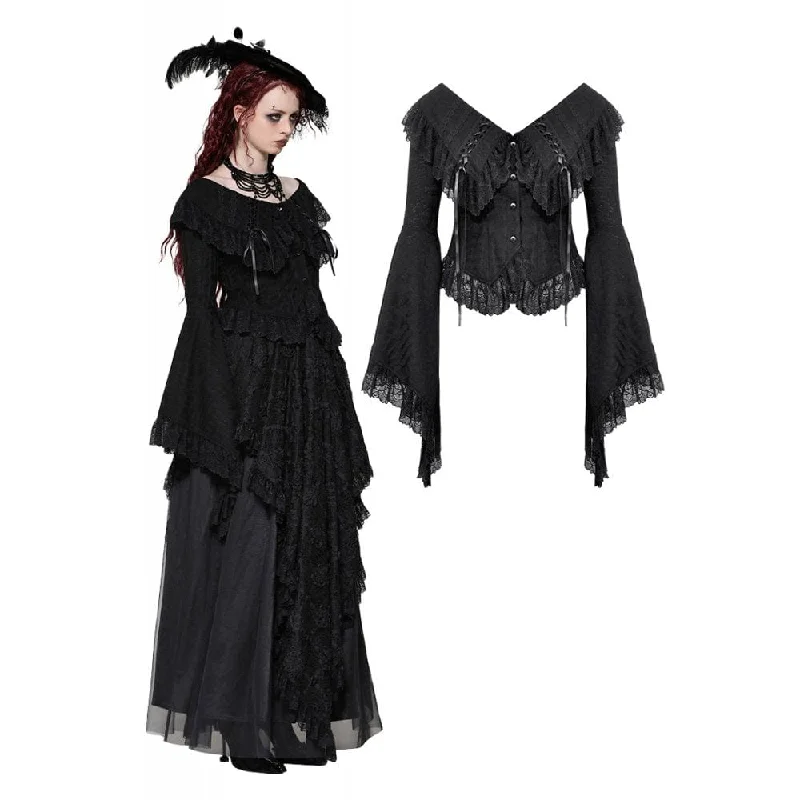 Urban Style Women's Gothic Ruffled Lace Long Sleeved Shirt