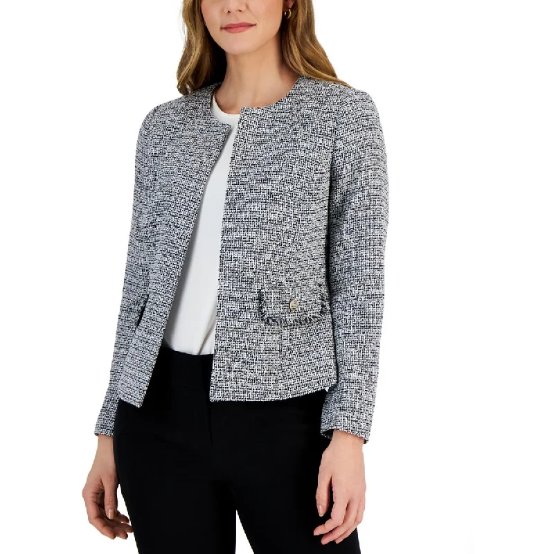 Retro Fashion Kasper Womens Plus Two Tone Work Wear Open-Front Blazer