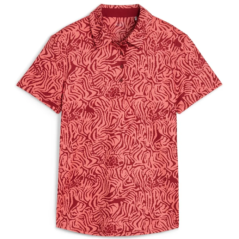 Comfortable And Casual Womens Cloudspun Zebra Polo Salmon/Intense Red - AW24
