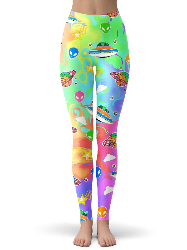 High-end Fashion Trippy Alien Invasion Leggings
