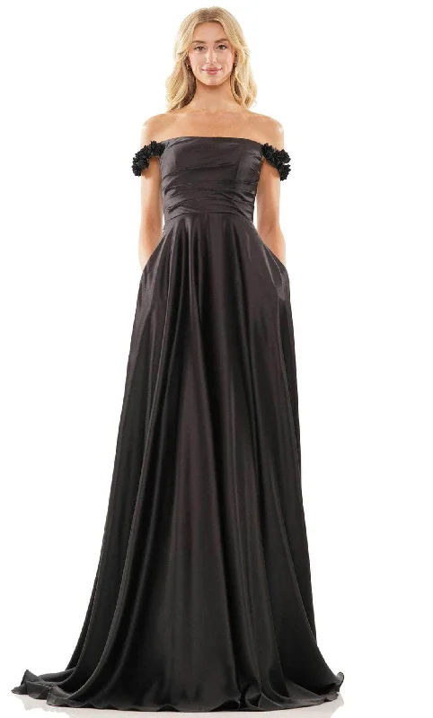 Embroidered Letters Colors Dress 2861 - Floral Applique, Pleated, Midrise Back, Sweep Train Embroidered Letters Colors Dress 2861 - Floral Applique, Pleated, Midrise Back, Sweep Train