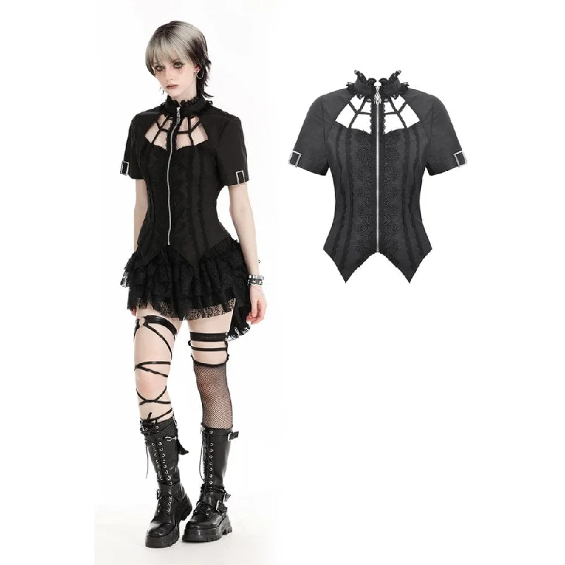 Floral Prints Women's Punk Irregular Stand Collar Shirt