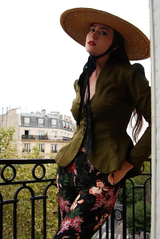 British Fashion Morgana Jacket in Olive Twill | Laura Byrnes Design