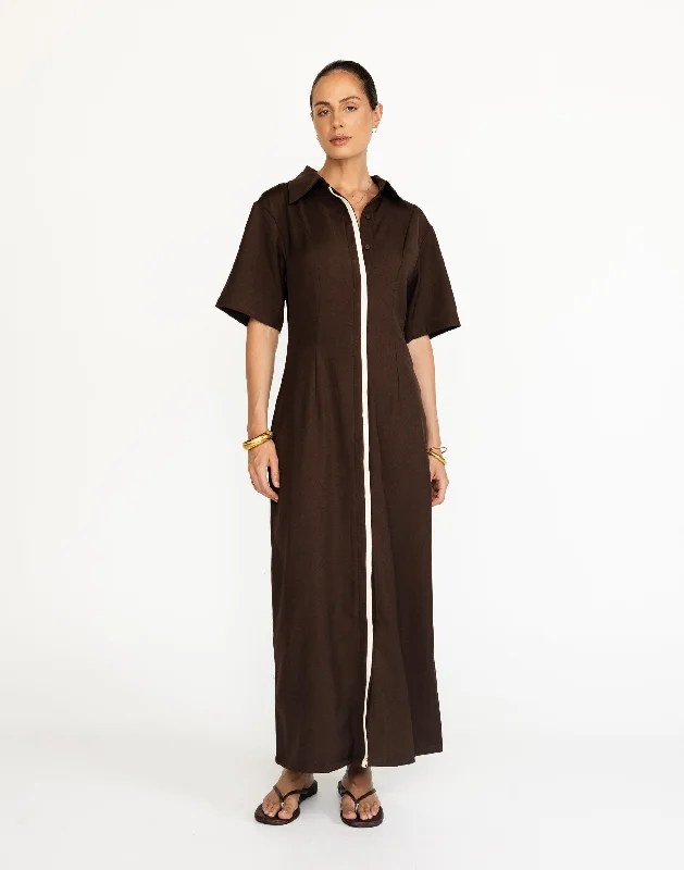 Elegant And Charming Vero Maxi Dress (Chocolate)