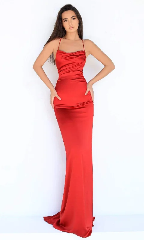 Lively And Youthful Tarik Ediz - 50852 Halter Neck Ruched Simple Prom Sheath Dress