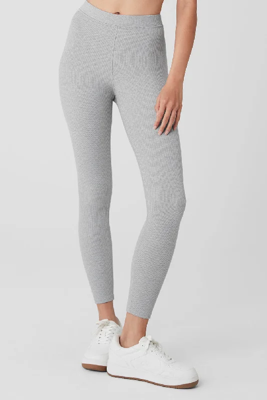 Lazy Home Ribbed High-Waist 7/8 Blissful Legging - Athletic Heather Grey