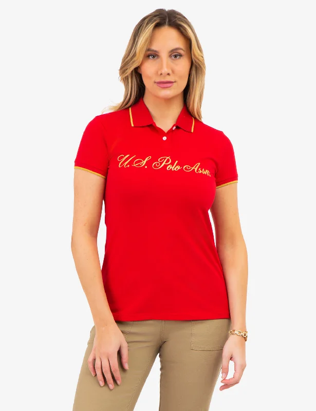 Comfortable And Versatile LUREX SCRIPT TIPPED POLO SHIRT