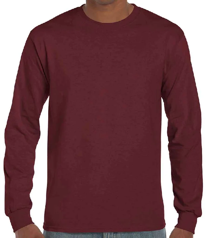 Comfortable And Cold-proof Gildan Ultra Cotton™ Long Sleeve T-Shirt | Maroon