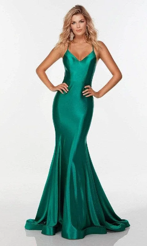 Lively And Youthful Alyce Paris - Spaghetti Strap Satin Prom Gown 61174 - 1 pc Watermelon in Size 4 Available Lively And Youthful Alyce Paris - Spaghetti Strap Satin Prom Gown 61174 - 1 pc Watermelon in Size 4 Available