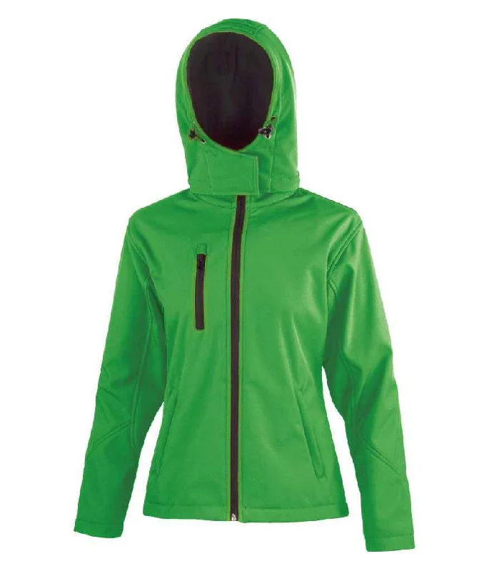 Feminine Charm Result Core Ladies Hooded Soft Shell Jacket | Vivid Green/Black
