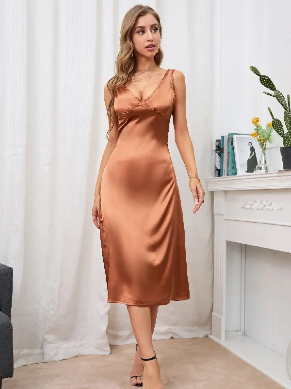 Simple Matching KittenAlarm - Silky Satin Cami Dress