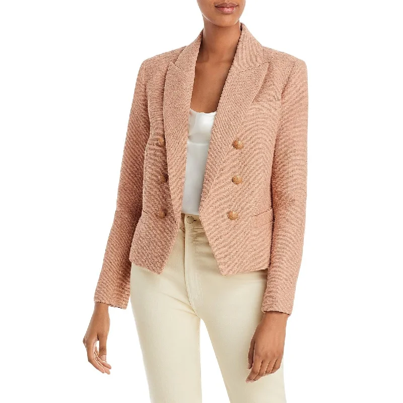 Fresh And Capable L'Agence Womens Brooke Knit Cotton Double-Breasted Blazer