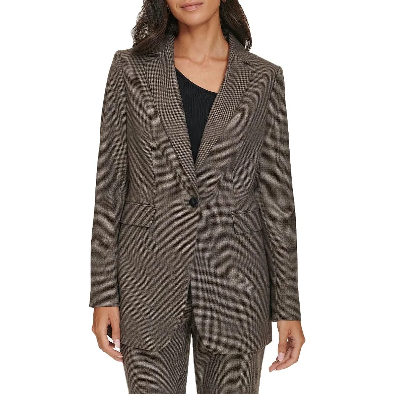End Of The Year Calvin Klein Womens Houndstooth  One-Button Blazer