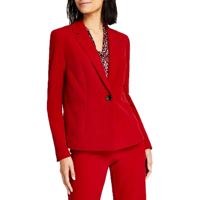 European Plan Kasper Womens Petites Solid  One-Button Blazer