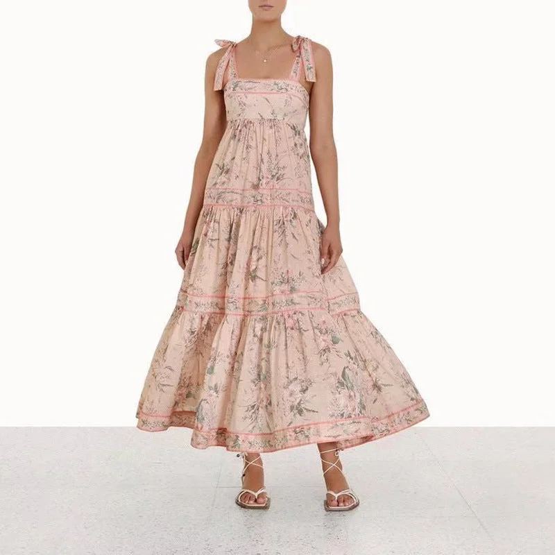 Fashion Innovation Half Moon Printed Tiered Maxi Dress - FINAL SALE