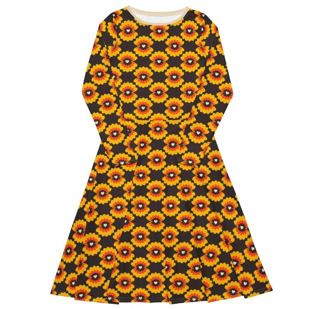 Urban Style LOVE PEARL orange brown - Midi dress with long sleeves and pockets