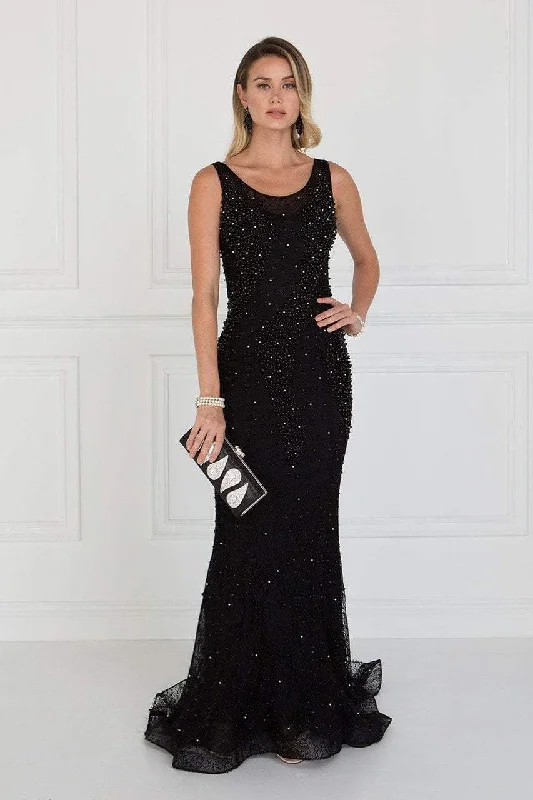 Must-have For Autumn And Winter Elizabeth K - GL1544 Beaded Lace Illusion Scoop Sheath Dress Must-have For Autumn And Winter Elizabeth K - GL1544 Beaded Lace Illusion Scoop Sheath Dress