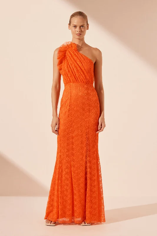 Must-have For Fashion SOL LACE ASYMMETRICAL DETAIL MAXI DRESS - FLAME