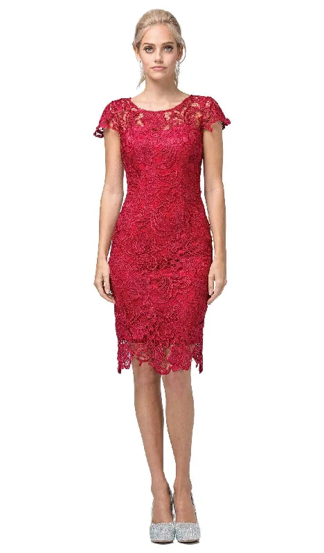 Personalized Design Dancing Queen - 9677 Lace Embroidered Scoop Neck Fitted Dress