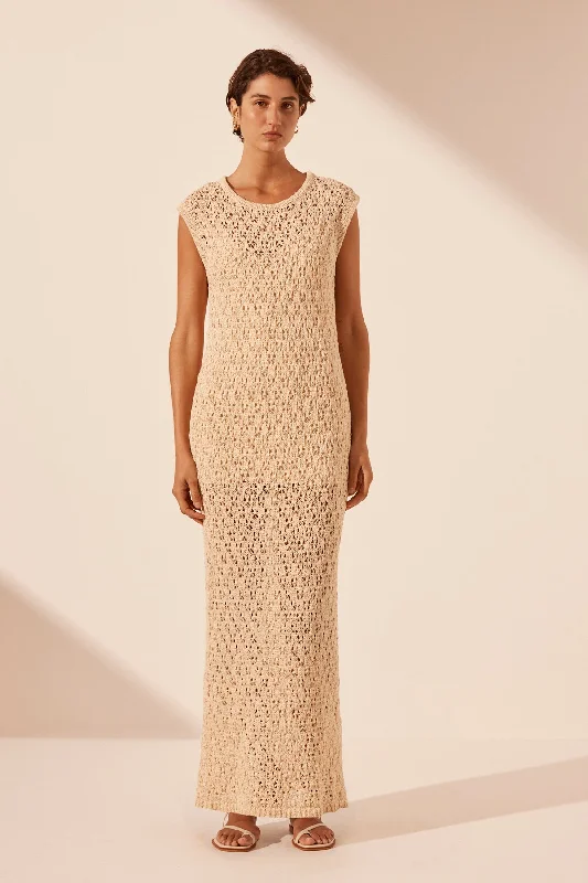 Practical Style EMILIO ROUND NECK MAXI DRESS - OAT