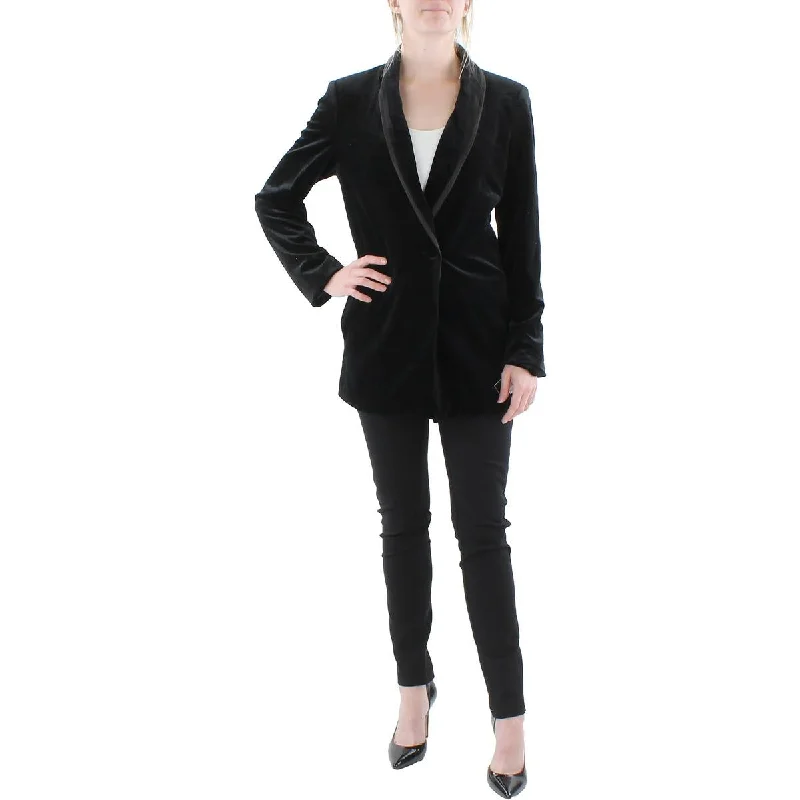 Luxury Style Tahari ASL Womens Velvet Shawl Collar One-Button Blazer