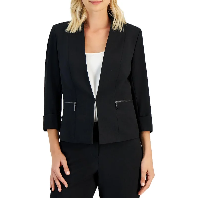 Noble And Elegant Kasper Womens Petites Zipper  Open-Front Blazer