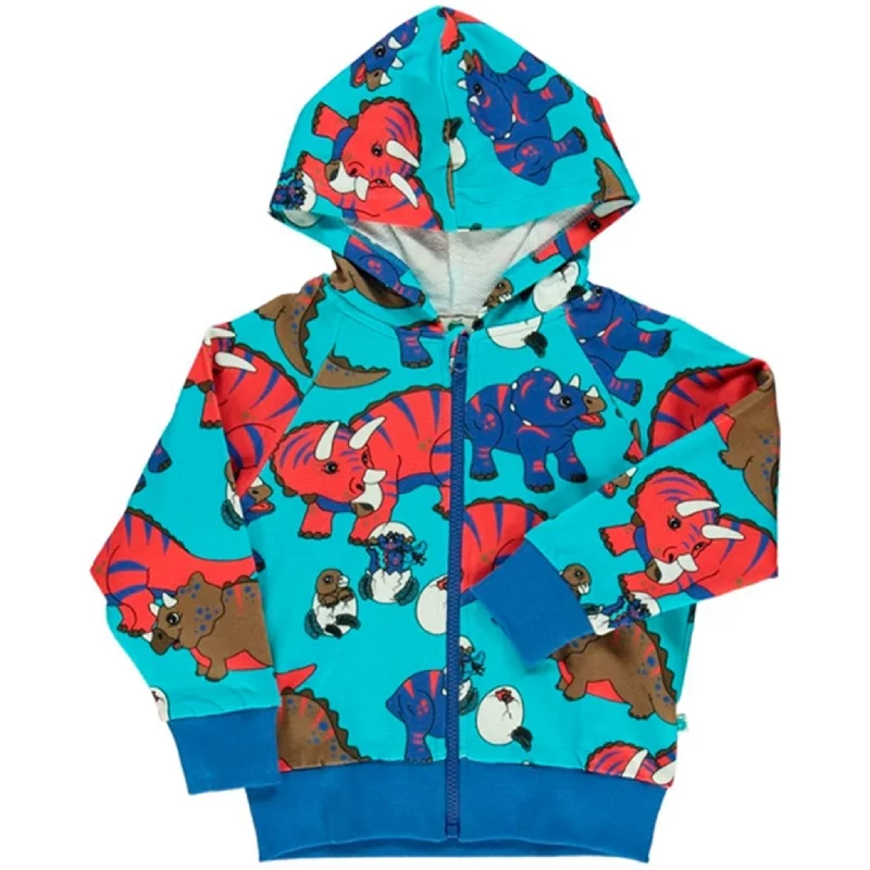 Fresh And Capable Småfolk Blue Atoll Dinosaur Zipper Cardigan