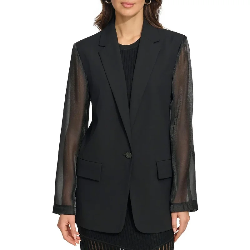 French Style DKNY Womens Sheer  One-Button Blazer