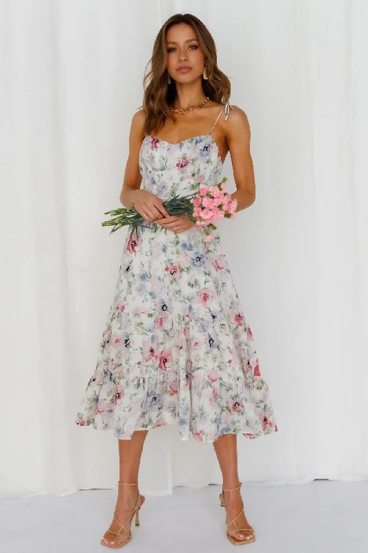 Comfortable Mind Hulda Floral Smocked Asymm Maxi Dress