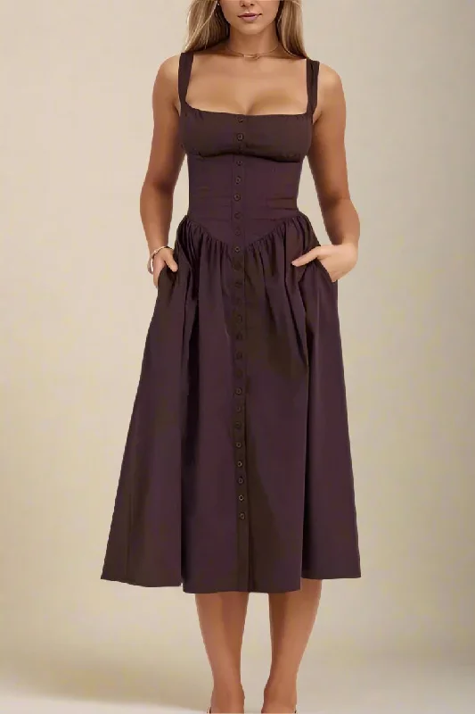 Basic Version Talia Bodycon Midi Dress - Tan Brown