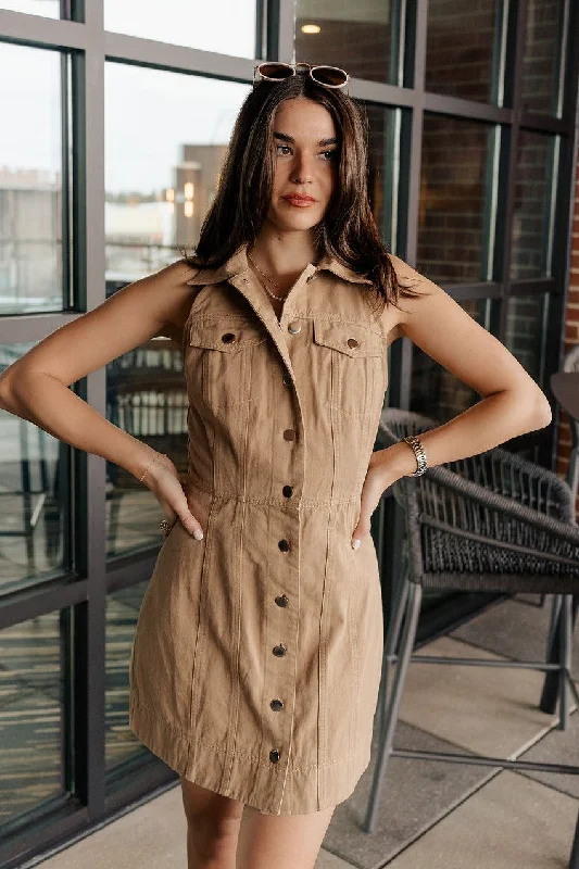 High Street Design Eleanor Sleeveless Button Front Mini Dress