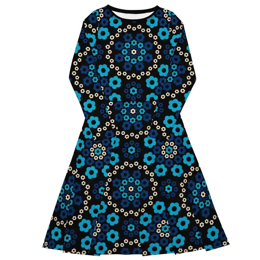 Youthful Vitality YESTERDAY blue - Midi dress with long sleeves and pockets