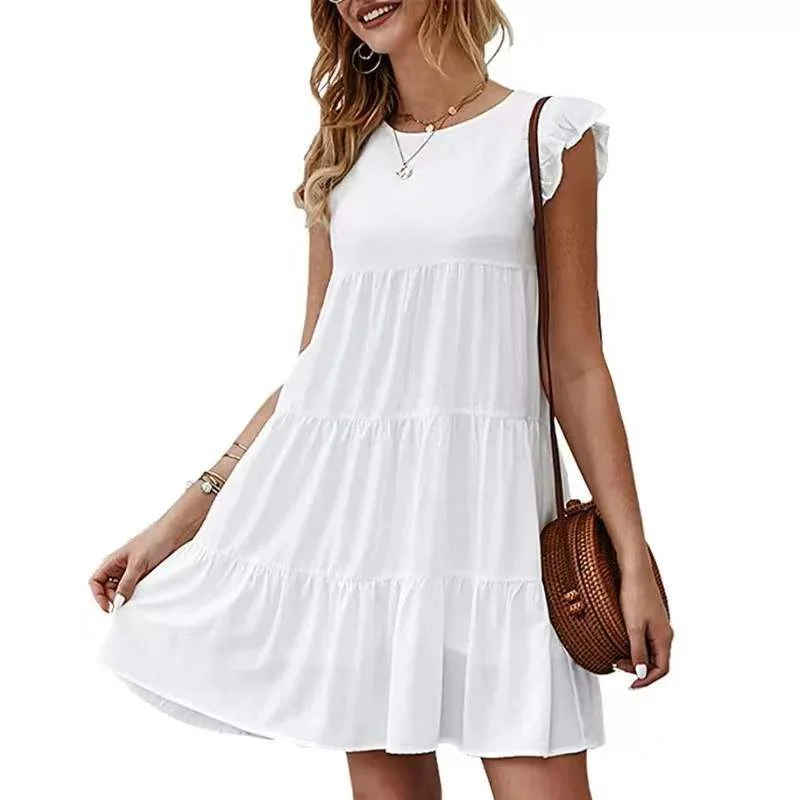 Fashionable Items Good Karma Cotton Tiered Babydoll Tunic - White
