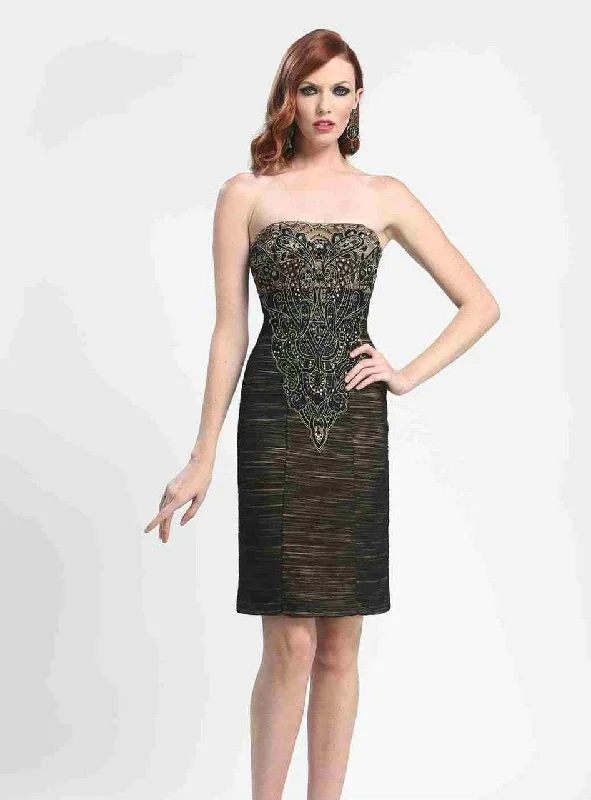 Fashion Design Sue Wong - N4143 Strapless Ruched Mesh Cocktail Dress