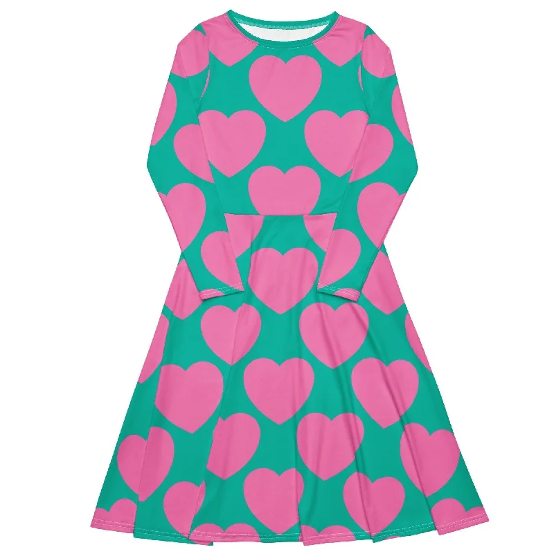 Sports Fashion ELLIE LOVE pink mint - Midi dress with long sleeves and pockets