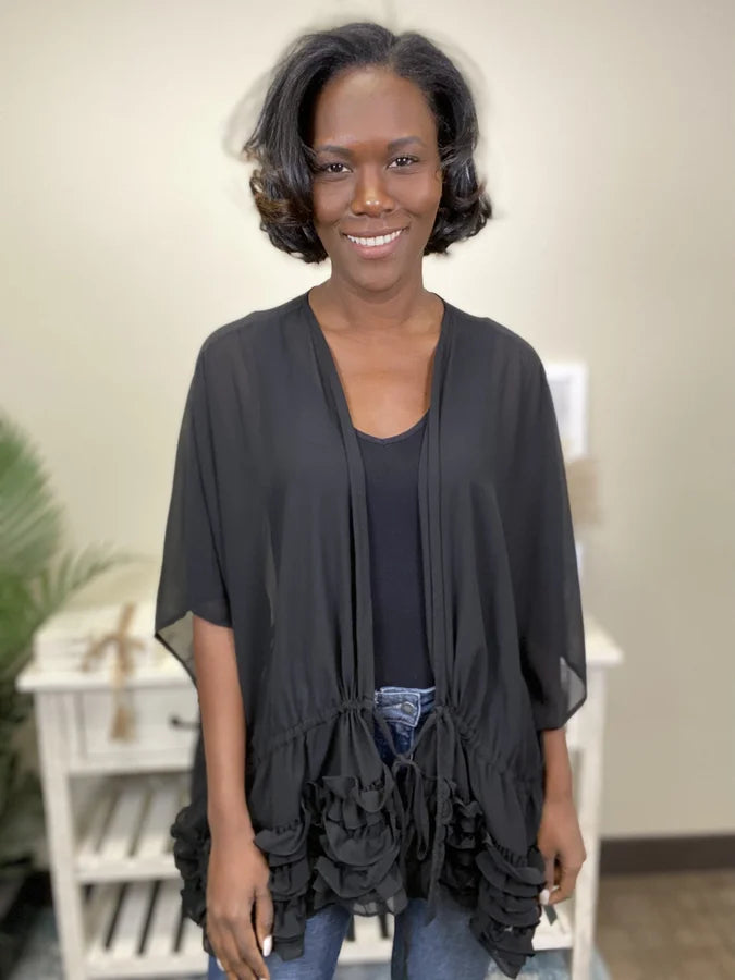 Elegant And Charming Love Always Wins Women's Ruffled Drawstring Waist Cardi