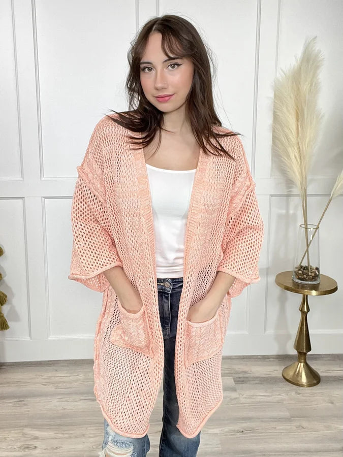Modern Tailoring Look For The Rainbow Women's Open Knit Layering Cardigan