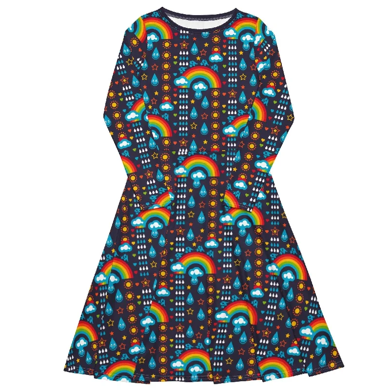 Fashionable In The Times RAINBOWPHANT blue - Midi dress with long sleeves and pockets Fashionable In The Times RAINBOWPHANT blue - Midi dress with long sleeves and pockets