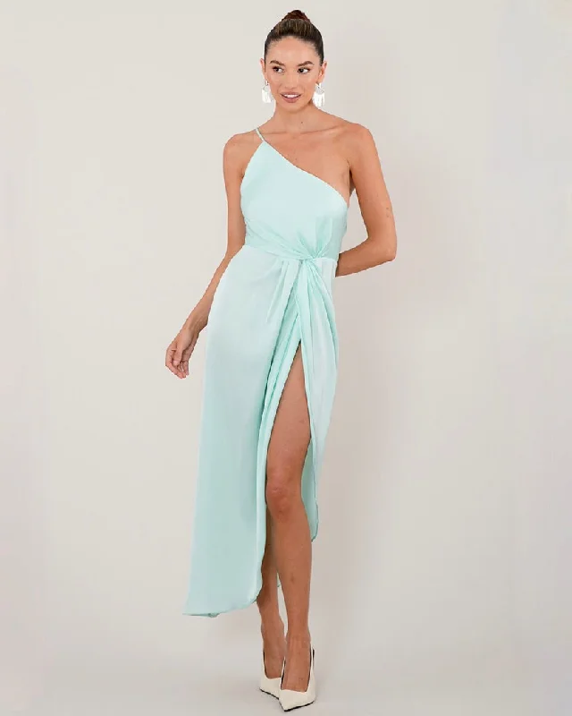 Fashionable Prints Nadia Satin Midi Dress - Mint
