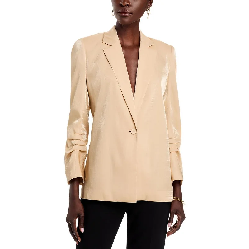 Minimal Style Kobi Halperin Womens Metallic  One-Button Blazer
